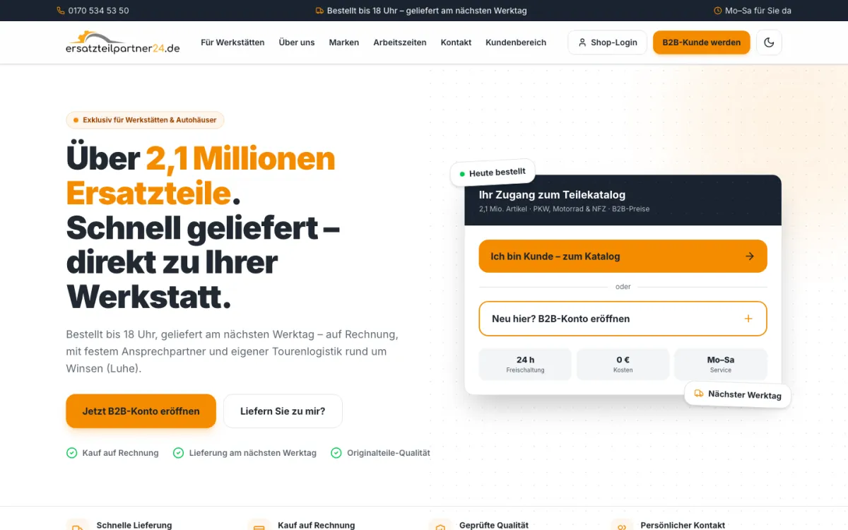 Startseite von ersatzteilpartner24.de